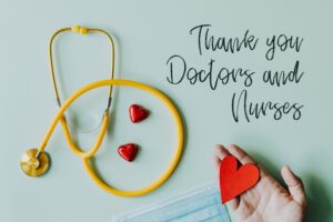 Being thankful to their doctors and nurses